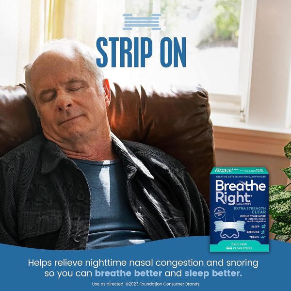 Nasal Strips | Extra Strength | Clear | For Sensitive Skin I Drug-Free Snoring Solution & Nasal Congestion Relief Caused by Colds & Allergies