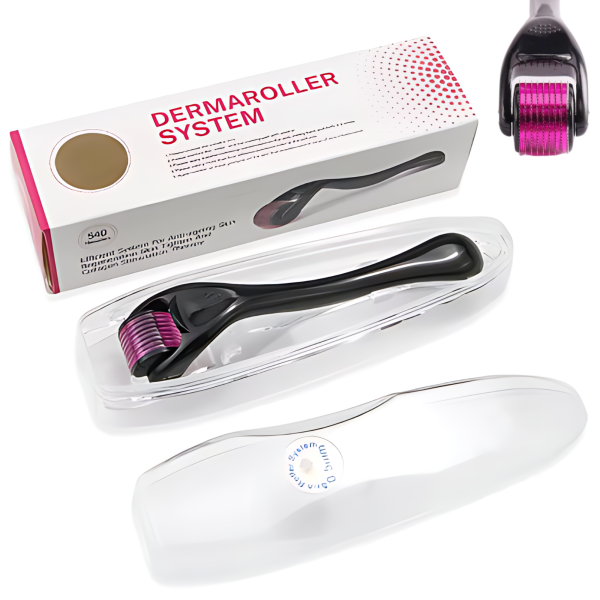 540 Needles Derma Roller Microneedling Tool for Face & Beard Growth 0.5mm & 1mm - Unisex Cosmetic Roller Brighten, Rejuvenate, & Smooth Skin Includes Free Storage Case­