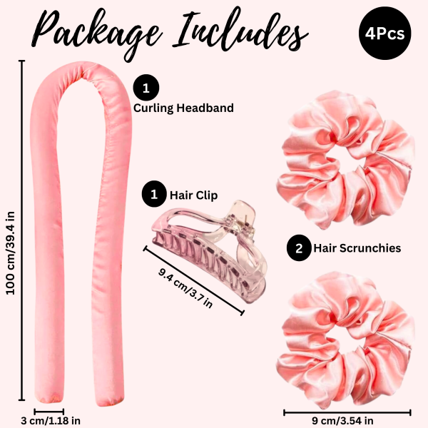 Heatless Hair Curler Tool Kit | Silk Curling Rod Headband Suitable for Heatless Curls Overnight Including Hair Claw Clip and Scrunchies