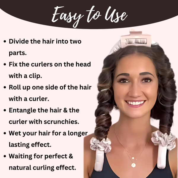 Heatless Hair Curler Tool Kit | Silk Curling Rod Headband Suitable for Heatless Curls Overnight Including Hair Claw Clip and Scrunchies