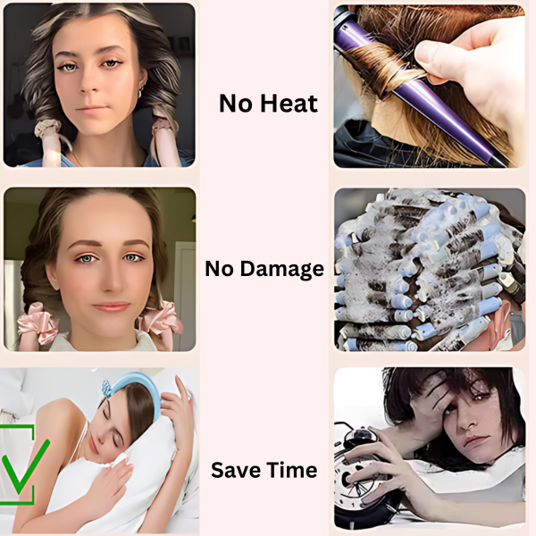 Heatless Hair Curler Tool Kit | Silk Curling Rod Headband Suitable for Heatless Curls Overnight Including Hair Claw Clip and Scrunchies