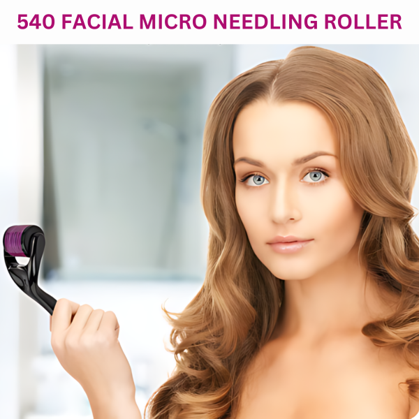 540 Needles Derma Roller Microneedling Tool for Face & Beard Growth 0.5mm & 1mm - Unisex Cosmetic Roller Brighten, Rejuvenate, & Smooth Skin Includes Free Storage Case­
