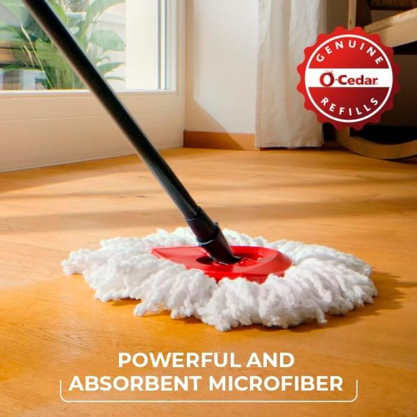 Spin Mop Bucket Set with Spin 360 Wringer and 2 Microfibre Mop Pad Head Telescopic Easy Press Handle with Spin Dry Cleaning Caddy Set-Microfibre Home Cleaning Clean Floor (Black)