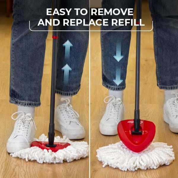Spin Mop Bucket Set with Spin 360 Wringer and 2 Microfibre Mop Pad Head Telescopic Easy Press Handle with Spin Dry Cleaning Caddy Set-Microfibre Home Cleaning Clean Floor (Black)
