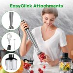 Blender Handheld Corded Hand Blenders Set 1100W, Trigger Variable Speed 5 in 1 Stick Emulsifier with Chopper, Whisk and Frother for Soup, Baby Food and Smoothies