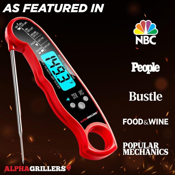 Meat Thermometer Digital - Instant Read Food Thermometer for Cooking Grilling Air Fryer Griddle Probe Kitchen Gadgets Essentials BBQ Accessories Grill Gifts for Men Him Dad Fathers Day