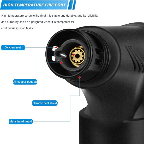 4 Pack of Torch Lighter, Jet Flame, Butane gas, Mini Refillable Windproof Lighters, for candle, fireplace, grill (Gas not Included)
