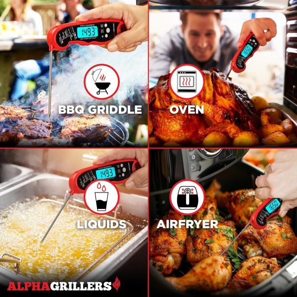 Meat Thermometer Digital - Instant Read Food Thermometer for Cooking Grilling Air Fryer Griddle Probe Kitchen Gadgets Essentials BBQ Accessories Grill Gifts for Men Him Dad Fathers Day