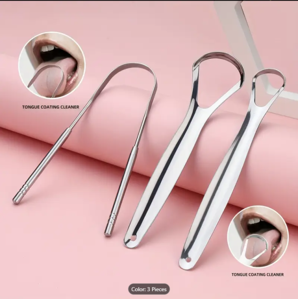 Stainless Steel Tongue Cleaner kit for Oral Care, Tounge Scraping tool Suitable for Eliminate bad Breath, Freasher Tongue tool, Oral Hugiene care product, Portable Personal oral care Set For Home and Travel Use, Gift for Women