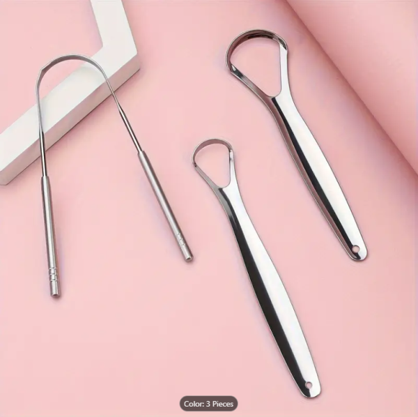 Stainless Steel Tongue Cleaner kit for Oral Care, Tounge Scraping tool Suitable for Eliminate bad Breath, Freasher Tongue tool, Oral Hugiene care product, Portable Personal oral care Set For Home and Travel Use, Gift for Women